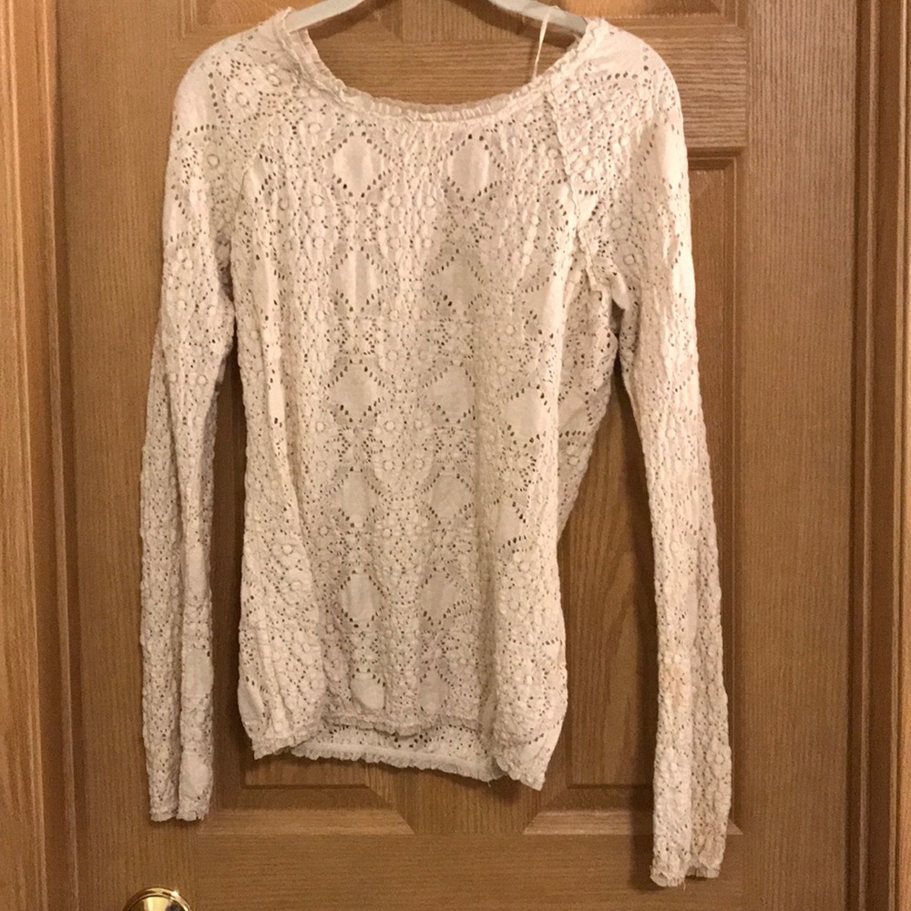 Free people - beige, lace embroidered shirt